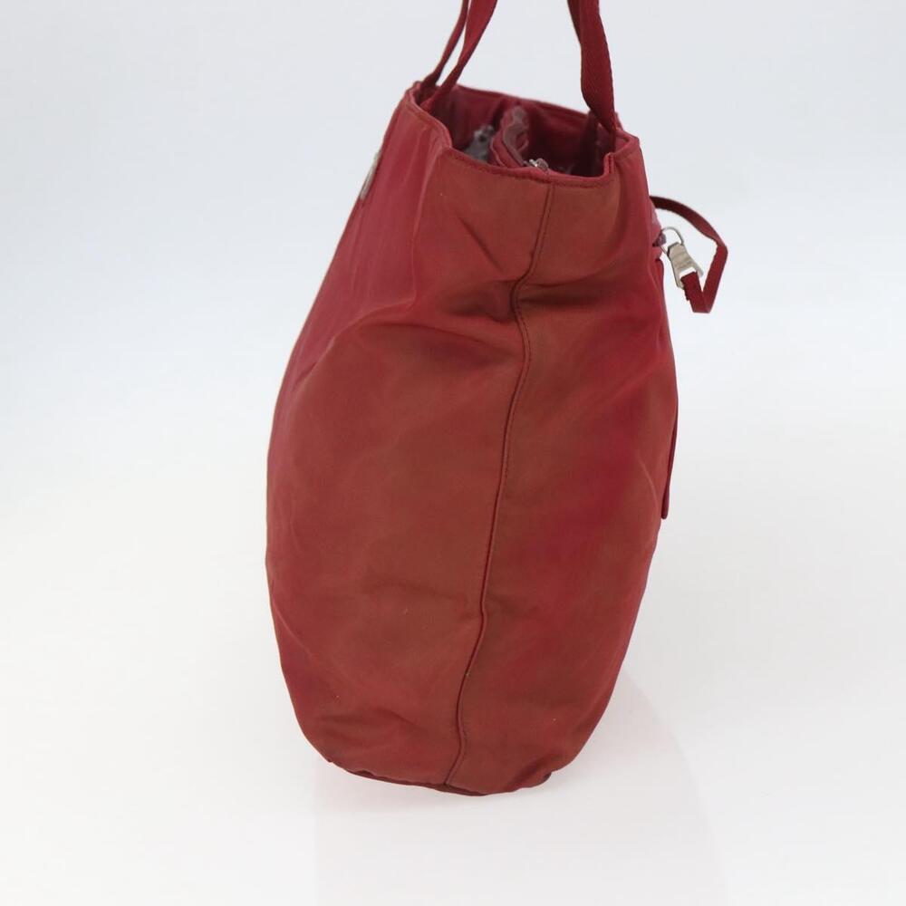 PRADA Tote Bag Nylon Red Silver Auth 156926 - Picture 4 of 16